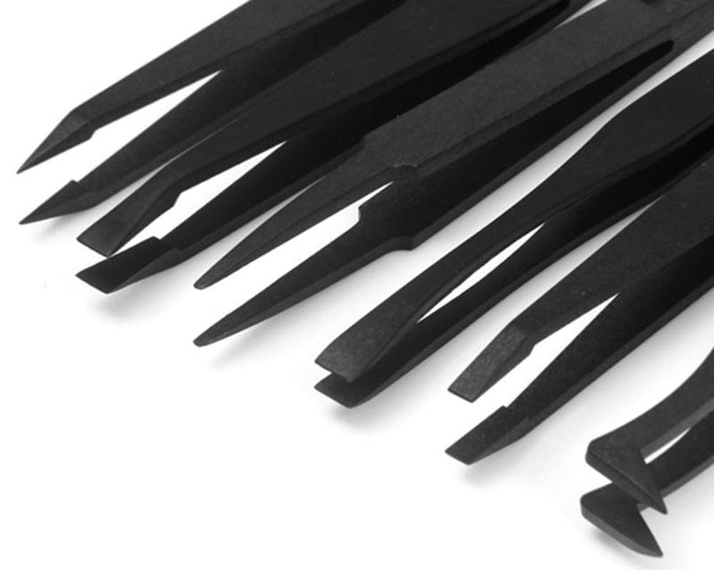 FEITA Precision Plastic Tweezers Kit - Plastic Anti static Tweezers Set Pickup Craft Electronics DIY Repair Tool - Black - 6Pcs - Image 2